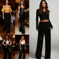 🍂LAST DAY SALE 70% OFF👍💖Women's Sequin Sparkle Wide Leg Pants with Elastic Waistband