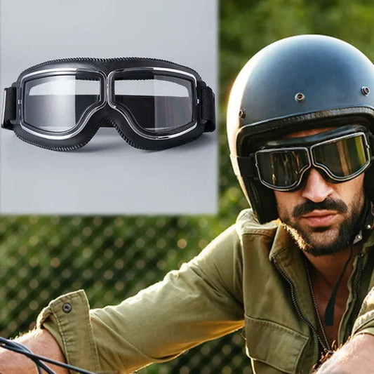 🥽🔥only 7.99💷  🏍️Vintage Helmet Goggles Motorcycle Goggles – UV Protection, Anti-Fog  🛡️