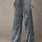 🍂LAST DAY SALE 70% OFF👍💖Women's Sequin Sparkle Wide Leg Pants with Elastic Waistband