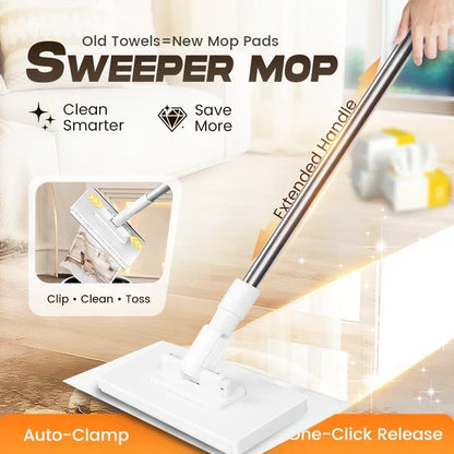 ⏳LAST DAY SALE ONLY ￡8.99!!🧹🫧Chicssleek® Extendable Telescopic Disposable Flat Clip Mop, 360° Swivel Lightweight Floor Mop