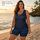 ⏰LAST DAY 55% OFF🌊Women's Tummy Control Tankini Set with Built-In Bra – Flattering Boho Swimwear with Shorts