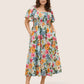 ⏰Summer Hot Sale 70% OFF💃Floral Smocked Square Neck Midi Dress with Pockets