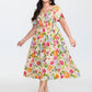 ⏰Summer Hot Sale 70% OFF💃Floral Smocked Square Neck Midi Dress with Pockets