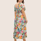 ⏰Summer Hot Sale 70% OFF💃Floral Smocked Square Neck Midi Dress with Pockets