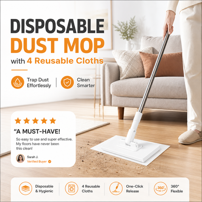 🏆 LAST DAY! 50% OFF 🌿💦 Disposable dust mop with 4 reusable covers 🧹✨-Q