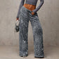 🍂LAST DAY SALE 70% OFF👍💖Women's Sequin Sparkle Wide Leg Pants with Elastic Waistband