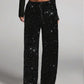 🍂LAST DAY SALE 70% OFF👍💖Women's Sequin Sparkle Wide Leg Pants with Elastic Waistband