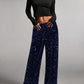 🍂LAST DAY SALE 70% OFF👍💖Women's Sequin Sparkle Wide Leg Pants with Elastic Waistband