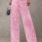 🍂LAST DAY SALE 70% OFF👍💖Women's Sequin Sparkle Wide Leg Pants with Elastic Waistband