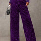 🍂LAST DAY SALE 70% OFF👍💖Women's Sequin Sparkle Wide Leg Pants with Elastic Waistband