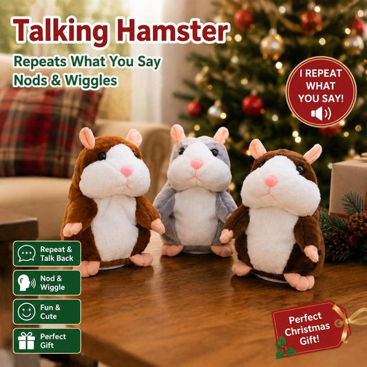 🐹Last Day Special Price £10.99!✨✨Talking Hamster Plush – repeats whatever you say, auto head-shaking, hilarious fun for kids & adults