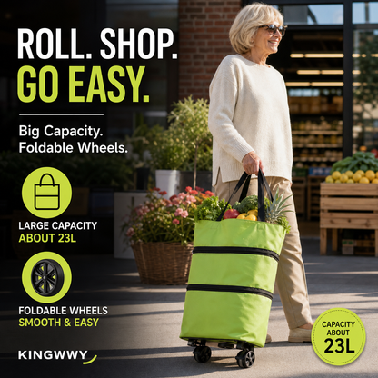 ⏰Last Day Promotion Only £7.99 ‼️🛒2-in-1 Foldable Shopping Cart✨Portable Lightweight Grocery Trolley