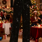🍂LAST DAY SALE 70% OFF👍💖Women's Sequin Sparkle Wide Leg Pants with Elastic Waistband