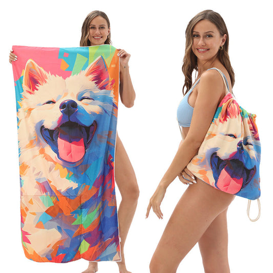 📢📢50% OFF !! ⏰2-in-1 Printed Beach Towel Backpack