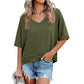 💥2026 Hot Sale 49% OFF👚Women's Half Sleeve V-Neck Top with Patchwork Hem