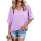 💥2026 Hot Sale 49% OFF👚Women's Half Sleeve V-Neck Top with Patchwork Hem