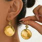 💫Vintage Hammered Metal Drop Earrings– Lightweight Geometric Statement Jewellery ✨-Q