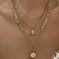Multi Layered Coin Pendant Necklace for Women