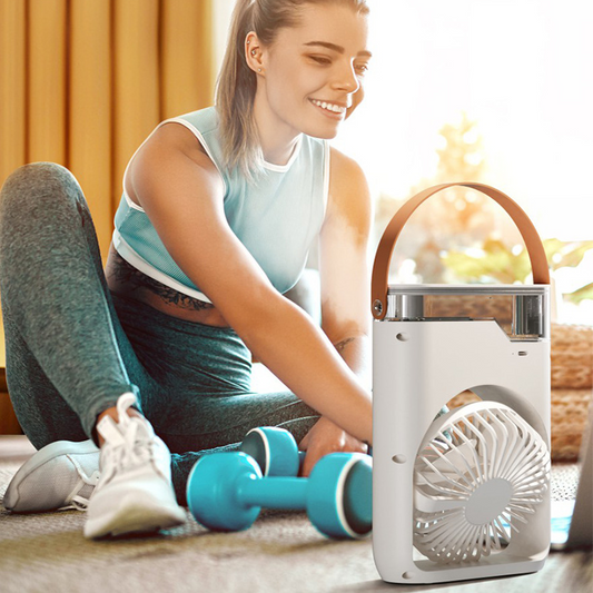 🔥SUMMER HOT SALE £19.99!!⚡0K+ SOLD!🧊❄️Portable Air Conditioner – Triple‑nozzle mist + fan, ice‑compatible for extra chill. 200ml tank, 7 colours, 5 speeds. Your personal summer oasis! 💨✨-Q