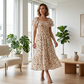 🌿 Summer Floral Smocked Dress with Square Neck — Wear to Beach, Brunch or Evening-Q