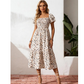 🌿 Summer Floral Smocked Dress with Square Neck — Wear to Beach, Brunch or Evening-Q