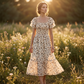 🌿 Summer Floral Smocked Dress with Square Neck — Wear to Beach, Brunch or Evening-Q
