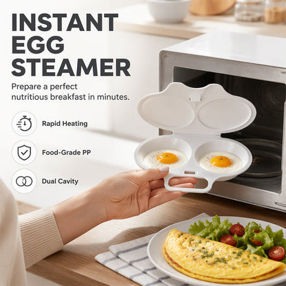 ⏰Last Day Sale-Buy 1 Get 1 Free ￡6.99!!⏰Chicssleek® Microwave Egg Poacher – Dual-Cavity Steamer, Rapid Heating, Non-Stick PP – Ideal for Home, Office & Travel! 🔥