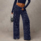 🍂LAST DAY SALE 70% OFF👍💖Women's Sequin Sparkle Wide Leg Pants with Elastic Waistband